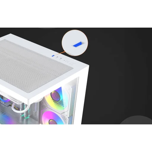 DarkFlash B275 fehér számítógépház ventilátorok nélkül - 12