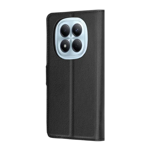 Techsuit - Kožené flipové puzdro - Xiaomi Redmi Note 15 Pro 4G - Čierne puzdro - 5