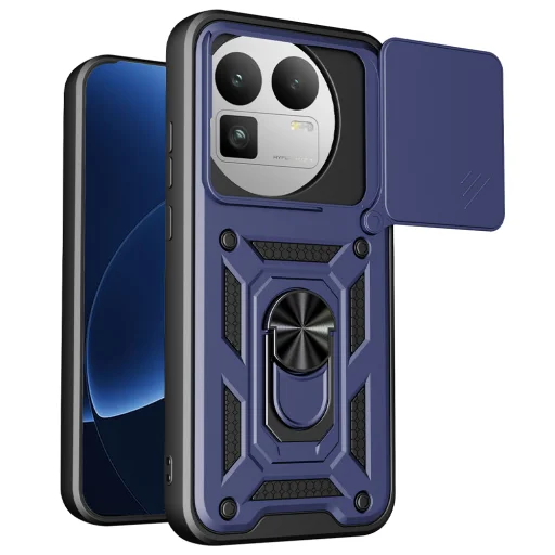 Techsuit - séria CamShield [Okrúhly výrez na fotoaparát] - Realme GT 8 Pro - Modré puzdro - 1