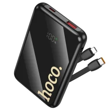 Hoco Q37 10000 mAh QC PD 22,5W powerbanka so zabudovanými káblami USB-C + Lightning, čierna