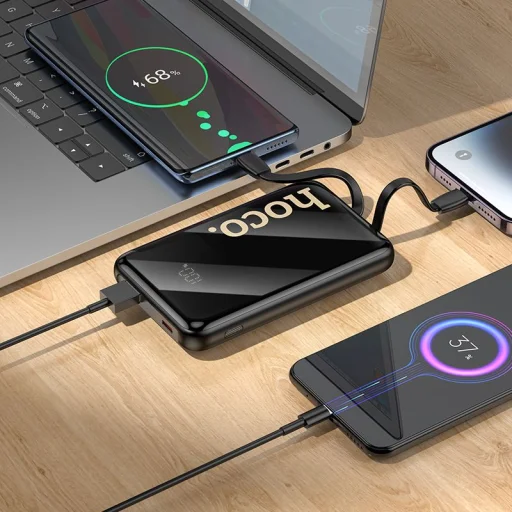 Hoco Q37 10000 mAh QC PD 22,5W beépített USB-C + Lightning kábelekkel powerbank fekete - 7