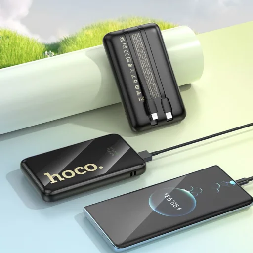 Hoco Q37 10000 mAh QC PD 22,5W beépített USB-C + Lightning kábelekkel powerbank fekete - 8