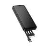 Hoco J163 10000 mAh 2A powerbanka so štyrmi vstavanými káblami USB-A + USB-C + Lightning + Micro USB čierna thumbnail