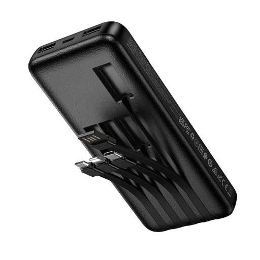 Hoco J163 10000 mAh 2A powerbanka so štyrmi vstavanými káblami USB-A + USB-C + Lightning + Micro USB čierna - 2
