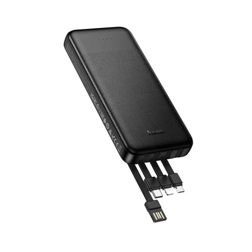 Hoco J163 10000 mAh 2A powerbanka so štyrmi vstavanými káblami USB-A + USB-C + Lightning + Micro USB čierna - 3
