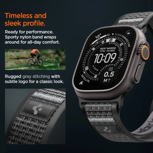 Spigen Athlex Air 2 Apple Watch 8 / 9 / 10 / 11 / SE / Ultra (44 / 45 / 46 / 49 mm) športový remienok aktívna čierna / sivá - 7