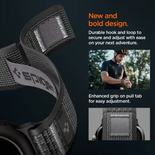 Spigen Athlex Air 2 Apple Watch 8 / 9 / 10 / 11 / SE / Ultra (44 / 45 / 46 / 49 mm) športový remienok aktívna čierna / sivá - 8