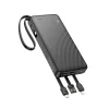 Hoco J146 Powerbank 10000 mAh 2A négy beépített kábellel USB-A + USB-C + Lightning + Micro USB fekete thumbnail
