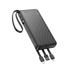 Hoco J146 Powerbank 10000 mAh 2A so štyrmi vstavanými káblami USB-A + USB-C + Lightning + Micro USB čierna