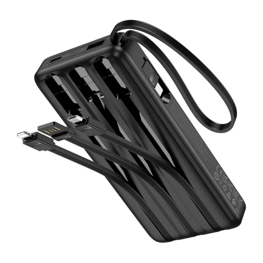 Hoco J146 Powerbank 10000 mAh 2A so štyrmi vstavanými káblami USB-A + USB-C + Lightning + Micro USB čierna - 3