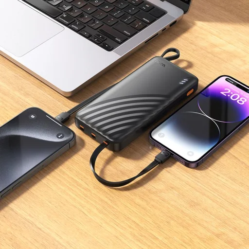 Hoco J146 Powerbank 10000 mAh 2A négy beépített kábellel USB-A + USB-C + Lightning + Micro USB fekete - 6