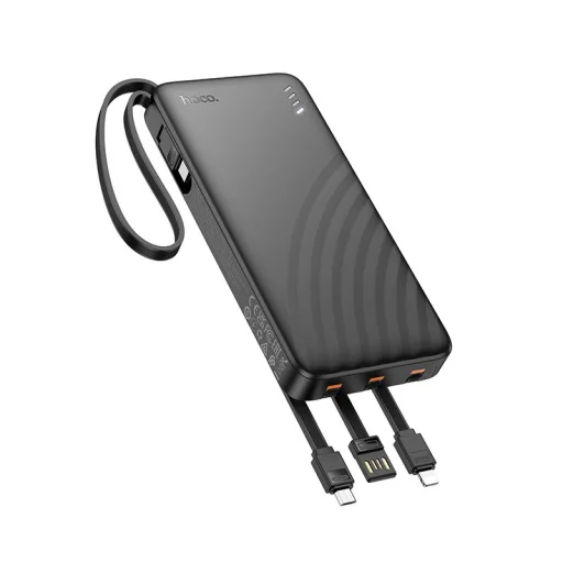 Hoco J146 Powerbank 10000 mAh 2A so štyrmi vstavanými káblami USB-A + USB-C + Lightning + Micro USB čierna - 1