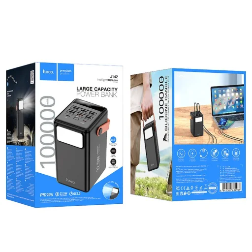 Hoco J142 100000 mAh QC PD 2,4A 22,5W powerbanka so zabudovaným svetlom, čierna - 9