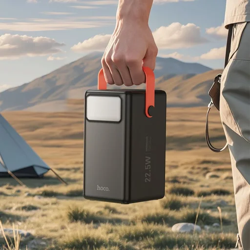 Hoco J142 100000 mAh QC PD 2,4A 22,5W beépített lámpával powerbank fekete - 8