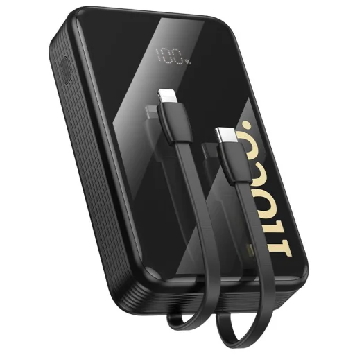 Hoco Q37A 20000 mAh QC PD 22,5W powerbanka so zabudovanými káblami USB-C + Lightning, čierna - 4