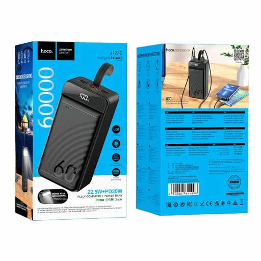 Hoco J123C 60000 mAh QC PD 3A 22,5W powerbanka čierna - 9
