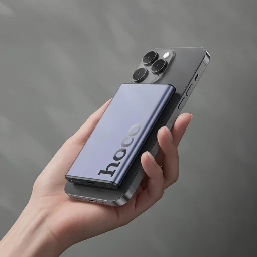 Hoco Q32 MagSafe kompatibilná 5000 mAh QC PD 20W powerbanka, metalická sivá - 6
