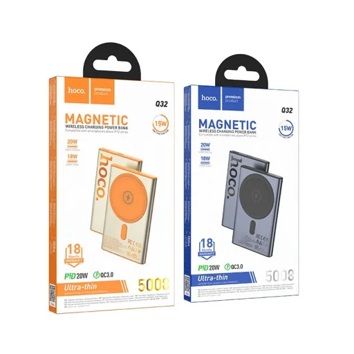 Hoco Q32 MagSafe-kompatibilis 5000 mAh QC PD 20W powerbank, fém szürke - 8