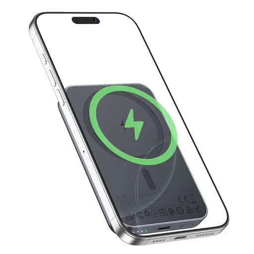 Hoco J160 MagSafe-kompatibilis 5000 mAh 2A 5W powerbank, fémes szürke - 2