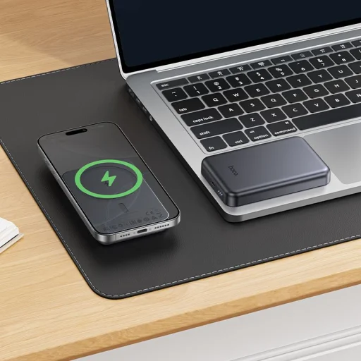 Hoco J160 MagSafe kompatibilná powerbanka 5000 mAh 2A 5W, metalická sivá - 7