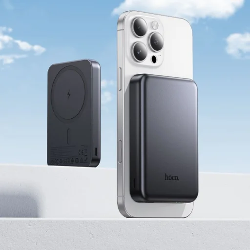 Hoco J160 MagSafe-kompatibilis 5000 mAh 2A 5W powerbank, fémes szürke - 8