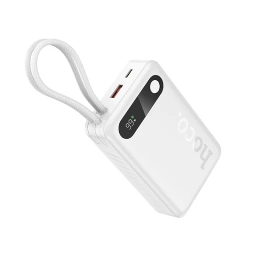 Hoco J171A 20000 mAh QC PD 2A 22,5W beépített USB-C + Lightning kábelekkel powerbank fehér - 1
