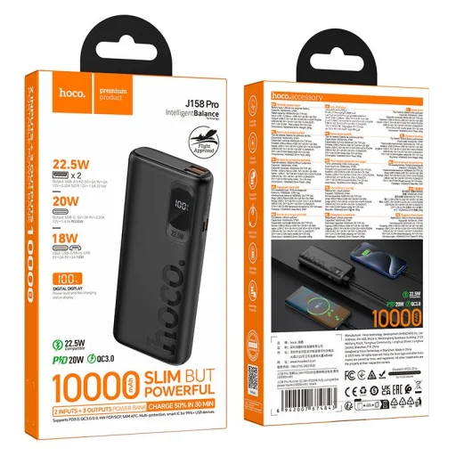 Hoco J158 Pro 10000 mAh QC PD 2A 22,5W fekete powerbank - 7