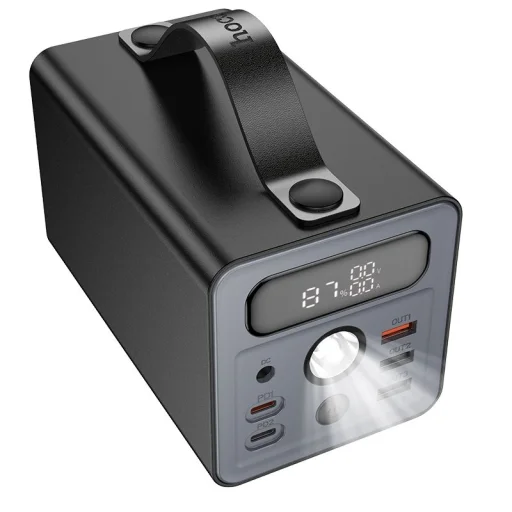 Hoco 60000 mAh QC PD 3A 22,5W DC12V beépített lámpával J138 fekete Powerbank - 3