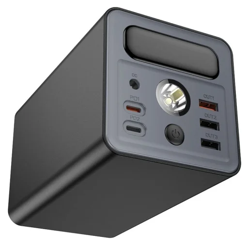 Hoco 60000 mAh QC PD 3A 22,5W DC12V beépített lámpával J138 fekete Powerbank - 4