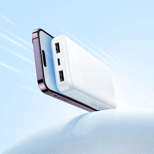 Hoco J163 10000 mAh 2A powerbanka so štyrmi vstavanými káblami USB-A + USB-C + Lightning + Micro USB biela - 4