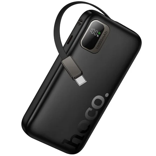 Hoco Q51 10000 mAh QC PD 20W USB-C kihúzható kábeles powerbank fekete - 1