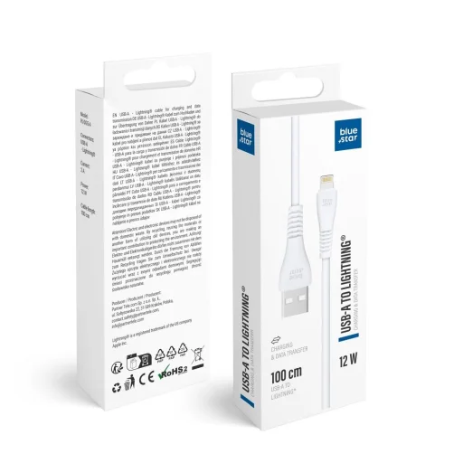 Blue Star biely Lightning USB kábel 1 m 2A 12W PJ-DG5-A - 1