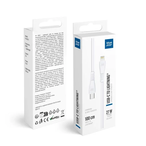 Lightning USB kábel Blue Star USB-C - Lightning 3A 27W 1 m PJ-DQ2-C biely - 1