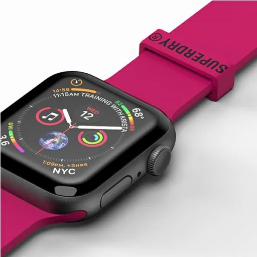 Apple Watch 42/44/45/49 mm Series 1/2/3/4/5/6/7/8/SE/SE2/Ultra/Ultra2/Ultra 3/Ultra 4 SuperDry silikónový remienok ružový 41680 - 6