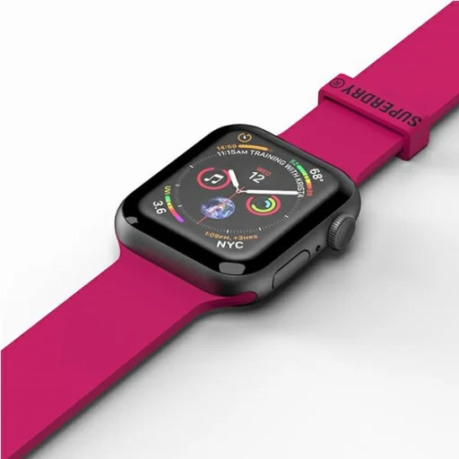 Apple Watch 42/44/45/49 mm Series 1/2/3/4/5/6/7/8/SE/SE2/Ultra/Ultra2 SuperDry szilikon szíj rózsaszín 41680 - 3
