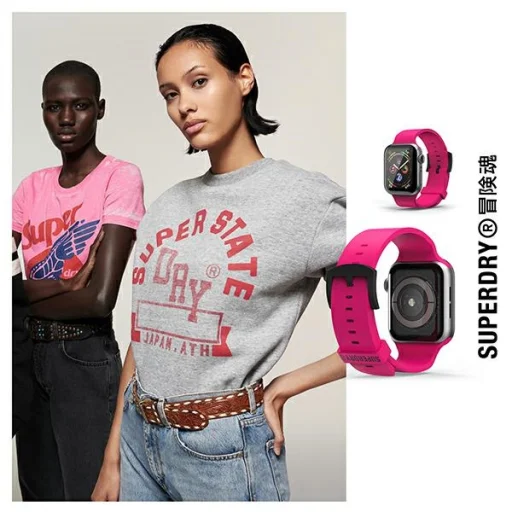 Apple Watch 42/44/45/49 mm Series 1/2/3/4/5/6/7/8/SE/SE2/Ultra/Ultra2/Ultra 3/Ultra 4 SuperDry silikónový remienok ružový 41680 - 7