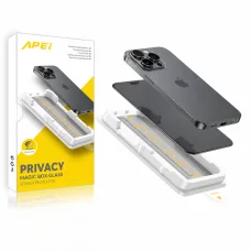 iPhone 15 Pro betekintés gátló üvegfólia Prémium Apei MagicBox Armor Privacy