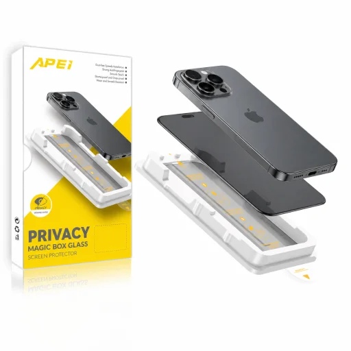 iPhone 15 Pro privátne ochranné tvrdené sklo Prémium Apei MagicBox Armor Privacy - 1