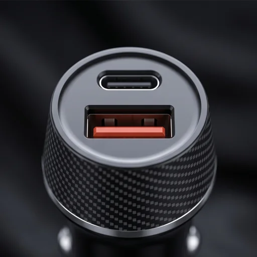 Blavec Nabíjačka do auta BS-03B-C Carbon - USB + Type C - QC 3.0 18W PD 30W s káblom Type C na Type C (CCBS03BC-UCB) čierna - 5