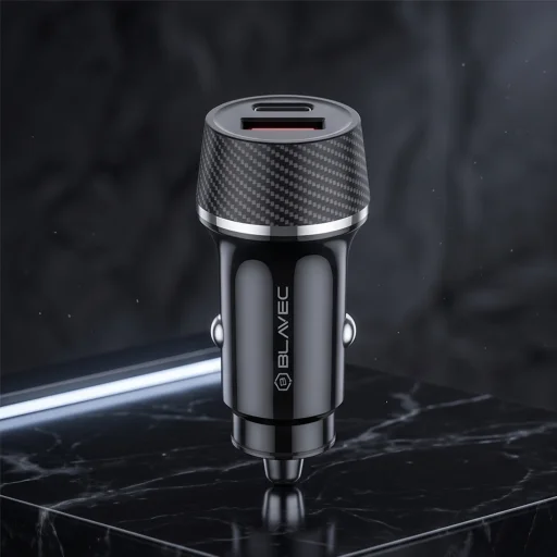 Blavec Nabíjačka do auta BS-03B-C Carbon - USB + Type C - QC 3.0 18W PD 30W s káblom Type C na Type C (CCBS03BC-UCB) čierna - 6