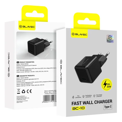 Blavec sieťová nabíjačka BC-10 - Type C - PD 25W 3A (TCBC10-CB253A) čierna - 6