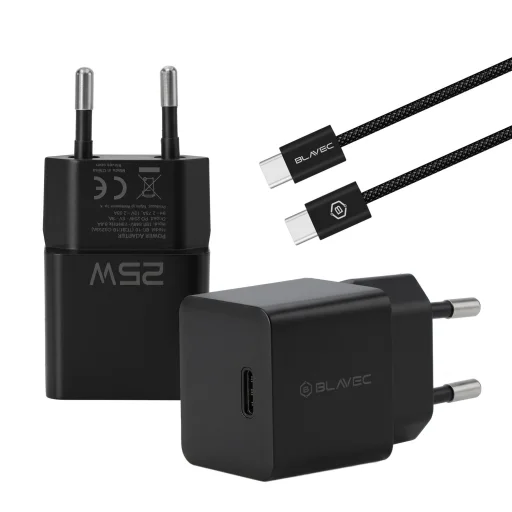 Blavec sieťová nabíjačka BC-10 - Type C - PD 25W 3A s káblom Type C na Type C (TCBC10-CB253A) čierna - 2