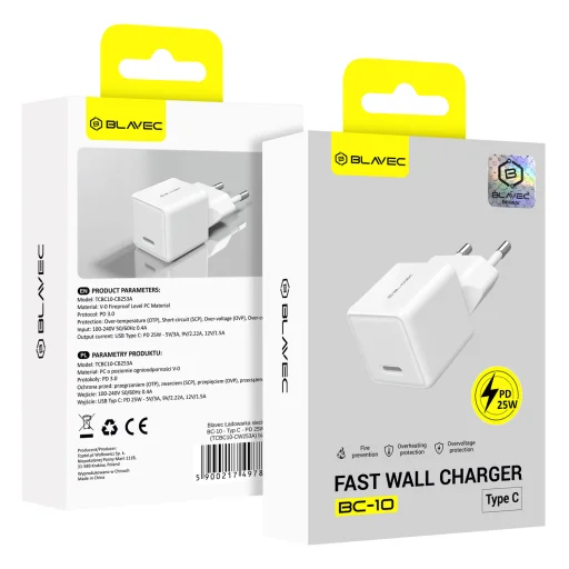 Blavec sieťová nabíjačka BC-10 - Type C - PD 25W 3A (TCBC10-CW253A) biela - 6