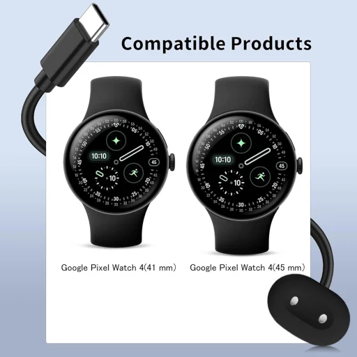 Bezdrôtový nabíjací kábel pre inteligentné hodinky Google Pixel Watch 4 Techsuit čierny (THPX) - 5