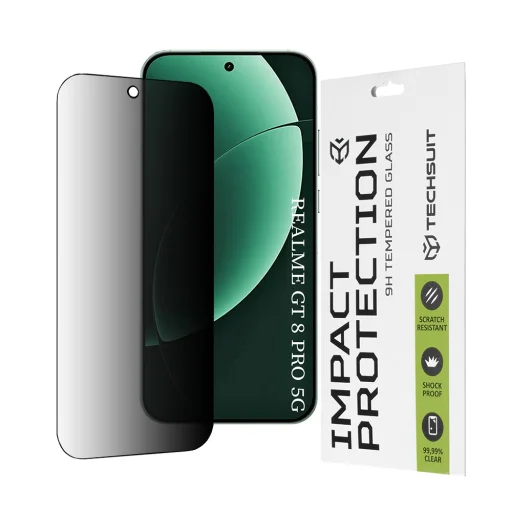 Realme GT 8 Pro Čierne Techsuit 111D Privacy Full Glue ochranné sklo - 1