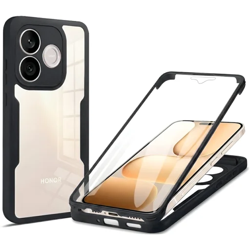 Honor 600 Lite Fekete Techsuit - ColorVerse 360 Series + Képernyővédő tok - 1