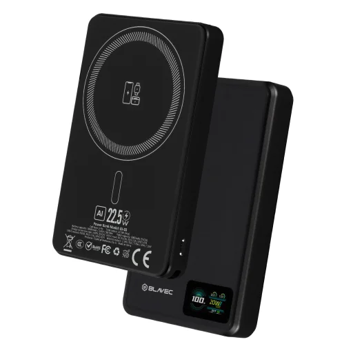 Blavec Power Bank 10000mAh BJ-03 Slim 13,5mm - Type C - 22,5W magnetická MagSafe 3 v 1 (PBBJ03-MC10B) čierny hliník - 2