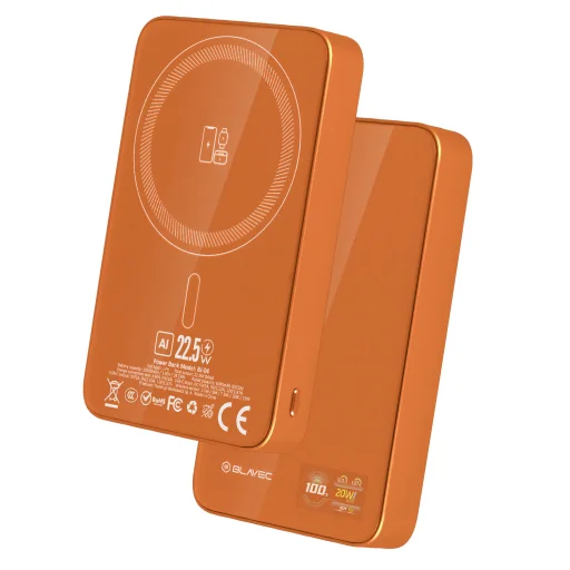 Blavec Power Bank 10000mAh BJ-04 Slim 13,5mm - Type C - 22,5W magnetická Magsafe 3 v 1 (PBBJ04-MC10O) oranžové sklo - 2