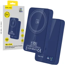 Blavec Power Bank 10000mAh BJ-04 Slim 13,5mm - Typ C - 22,5W magnetická Magsafe 3 v 1 (PBBJ04-MC10N) námornícka modrá sklo