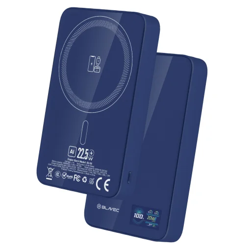Blavec Power Bank 10000mAh BJ-04 Slim 13,5mm - Typ C - 22,5W magnetická Magsafe 3 v 1 (PBBJ04-MC10N) námornícka modrá sklo - 2